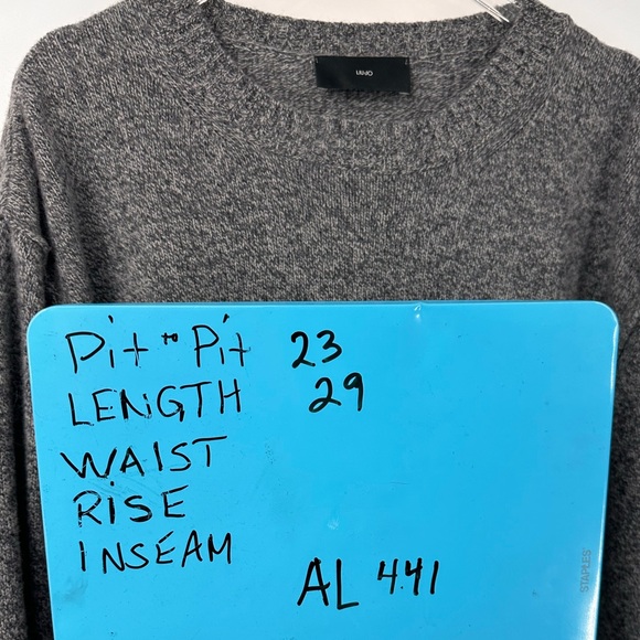 Liu Jo Heathered Gray Crew Neck Sweater Italian Knitwear Mens XL Quiet Luxury - Picture 10 of 10